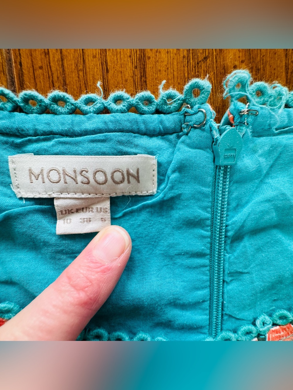Monsoon Turquoise & Coral Floral Fit-and-Flare Dress – US Size 6 (UK 10) 🌸